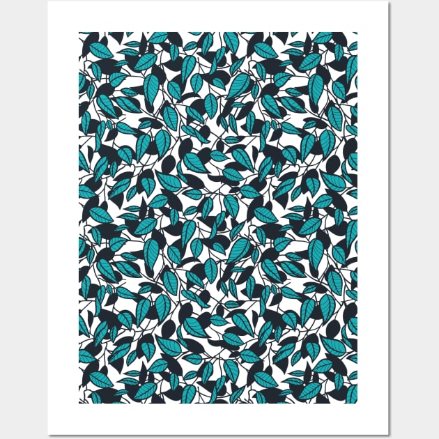 Minimalist Leaf Line Art Illustration as a Seamless Surface Pattern Design Wall Art by zarya_kiqo